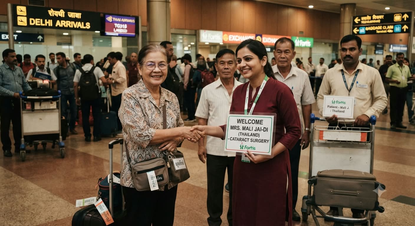 Airport pickup assistance for international cataract surgery patients travelling to India